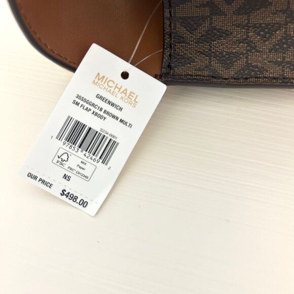 Michael Kors Purse Greenwich Small Signature Logo Crossbody Bag Brown - Picture 10 of 12